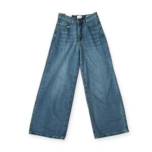 Cotton On High Rise Wide Leg Sz 4 Medium Wash Jeans Relaxed Fit Denim